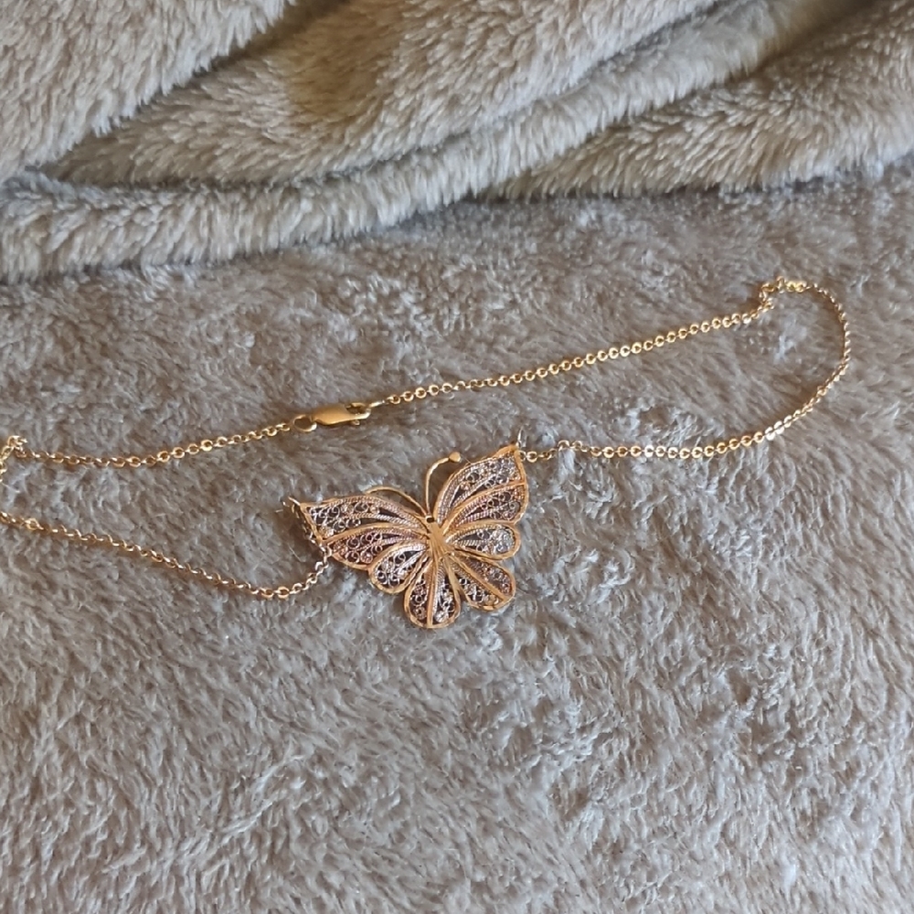 Vtg Sterling Butterfly Necklace
